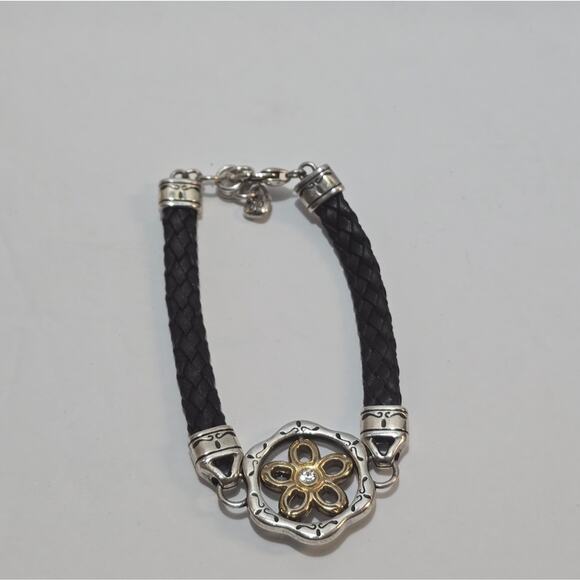 Brighton Black Leather Braided Reversible‎ Charm Station Bracelet - Picture 3 of 5
